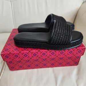 TORI BURCH Rope & Leather Platform Slide - 7.5